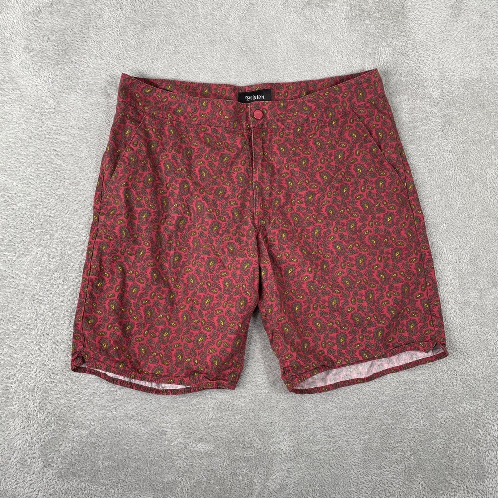 Brixton Shorts Mens 33 Red Paisley Cotton Skate Surf Casual Chino Walking